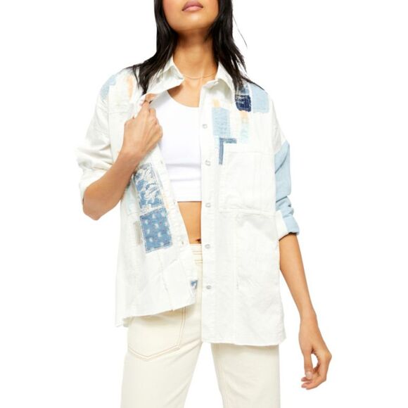 Free People Costa Balena Button-Up Shirt Women's‎ Large - Picture 8 of 9